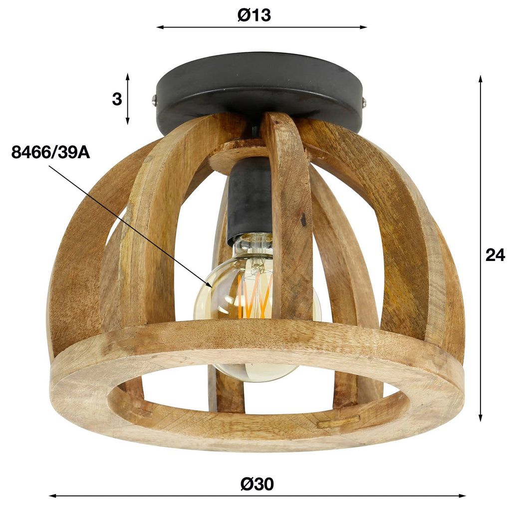 Trexler Ceiling Lamp Ø30x24 cm Mango Wood