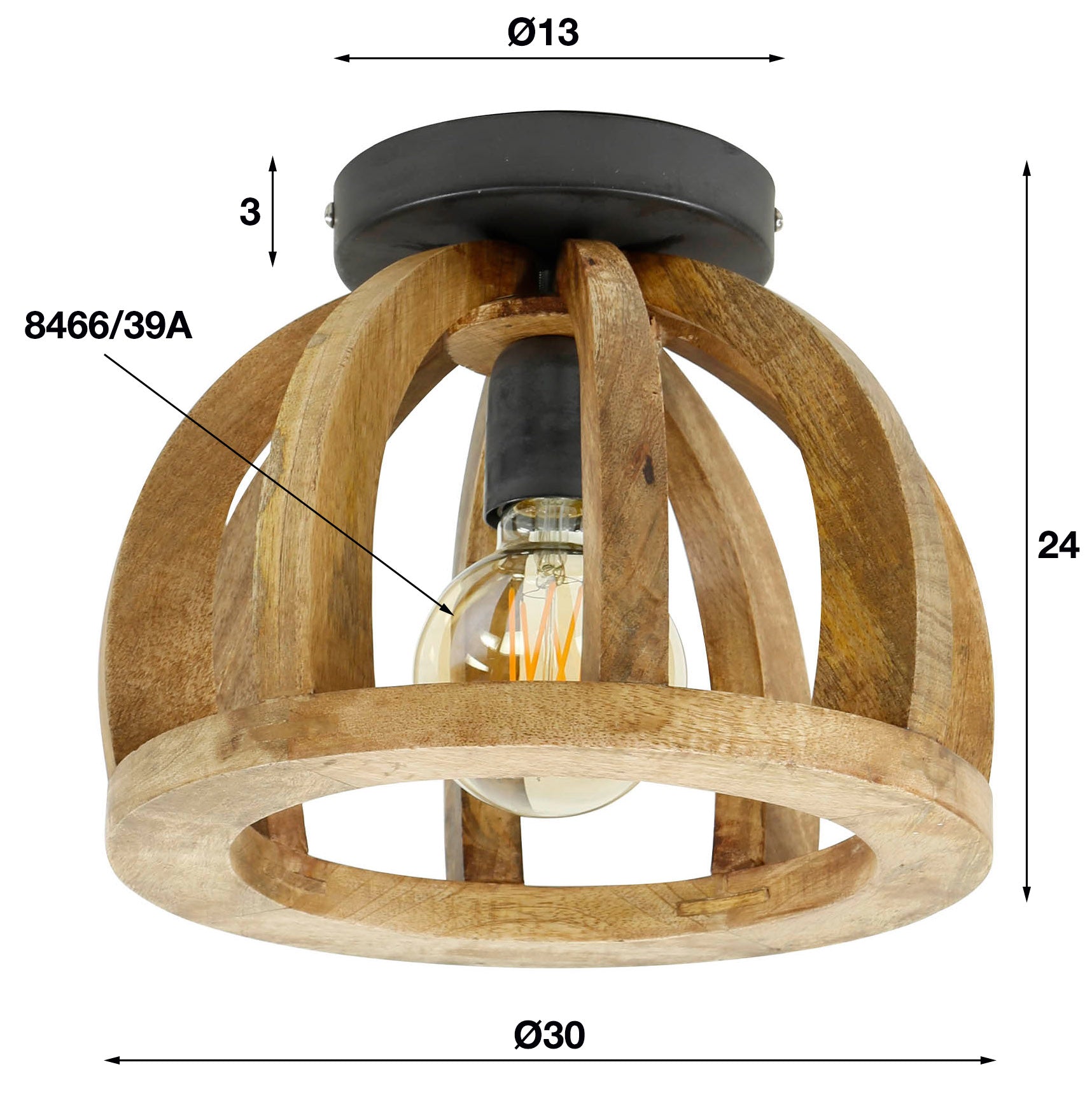 Trexler Ceiling Lamp Ø30x24 cm Mango Wood
