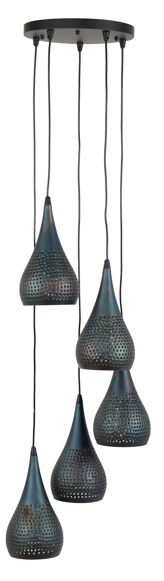 5-Point Black Metal Pendant Lamp 35x150 cm