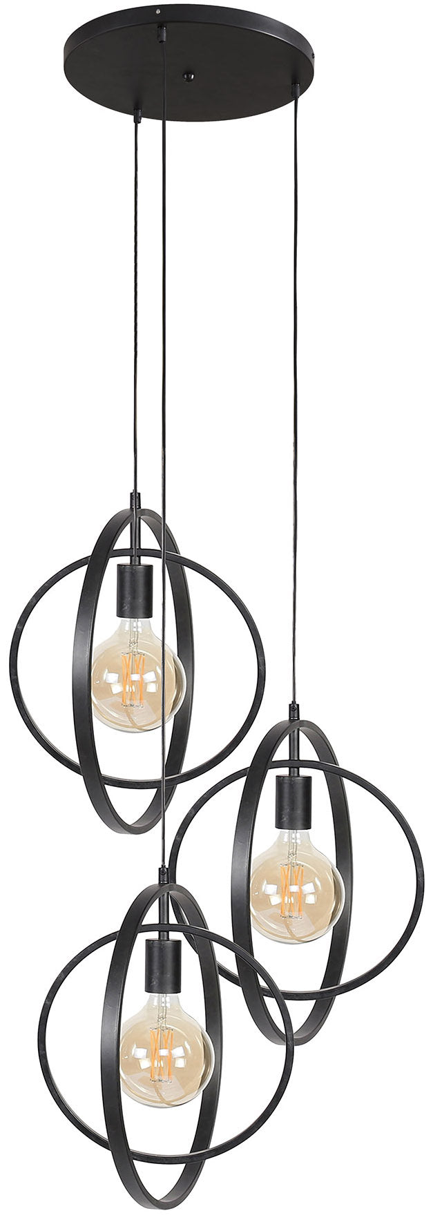 3-Point Anthracite Metal Pendant Lamp 40x150 cm