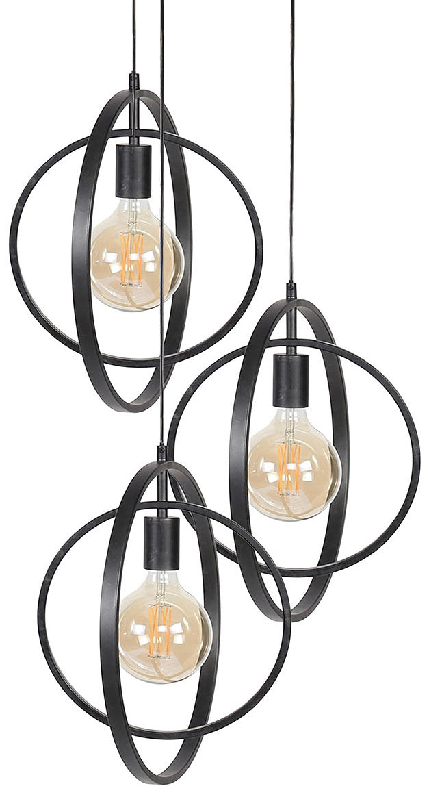 3-Point Anthracite Metal Pendant Lamp 40x150 cm