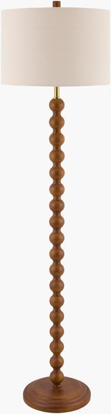 Lubao 62" Rubber Wood Floor Lamp, Hand Painted Dark Brown