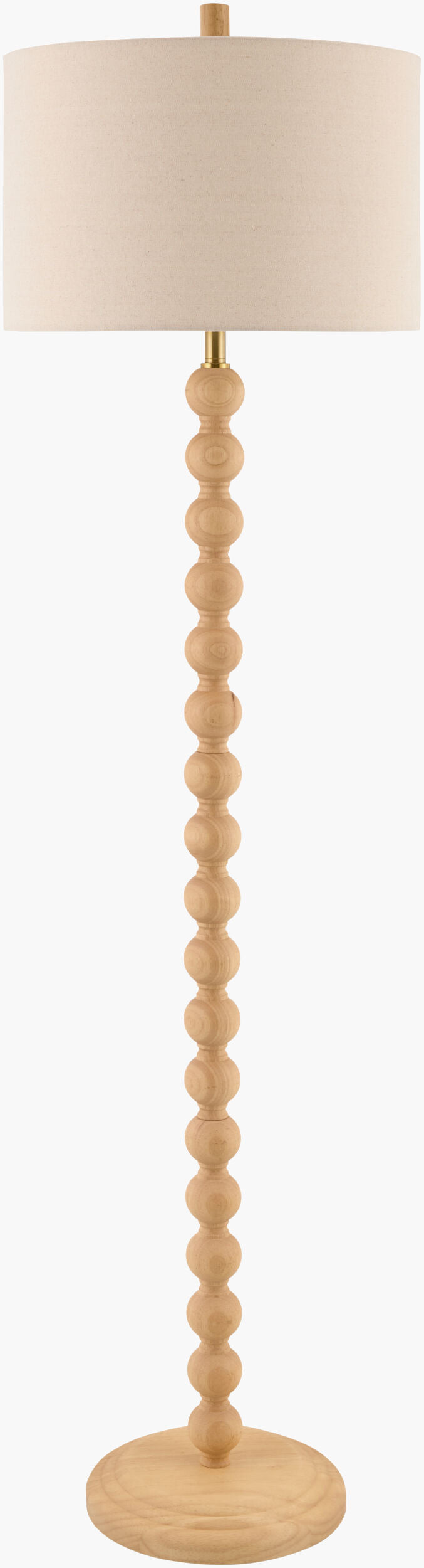 Lubao 62" Rubber Wood Floor Lamp, Hand Painted Beige