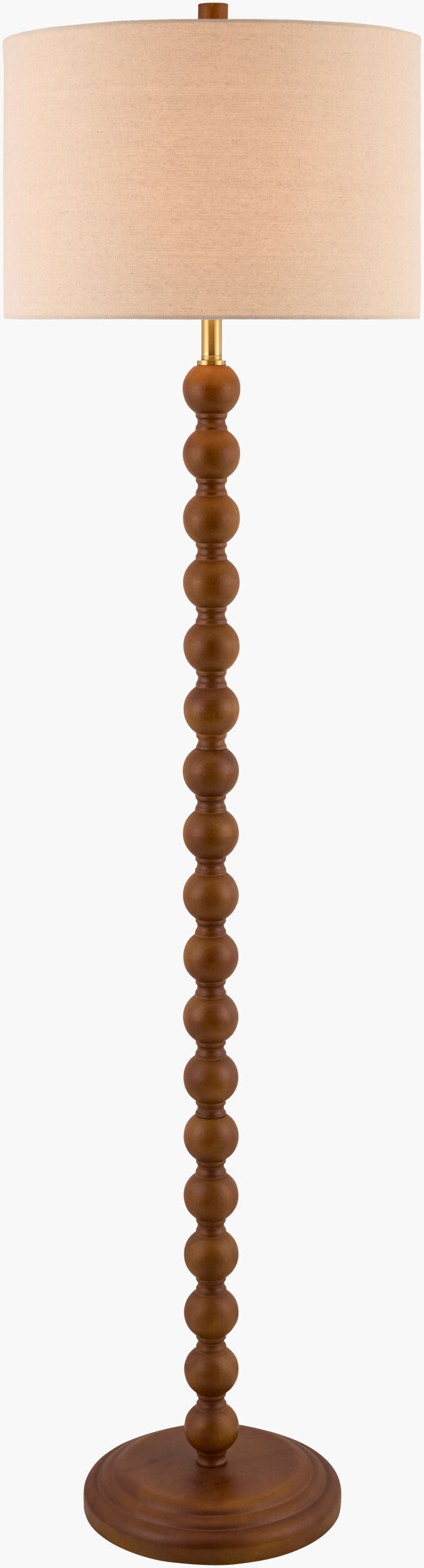 Lubao 62" Rubber Wood Floor Lamp, Hand Painted Dark Brown
