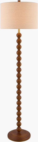Lubao 62" Rubber Wood Floor Lamp, Hand Painted Dark Brown
