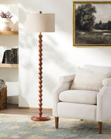 Lubao 62" Rubber Wood Floor Lamp, Hand Painted Dark Brown