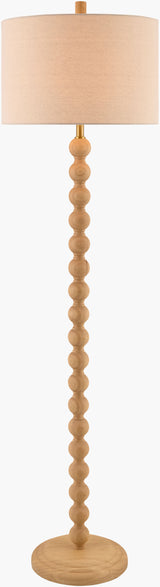 Lubao 62" Rubber Wood Floor Lamp, Hand Painted Beige