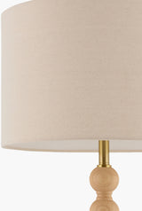 Lubao 62" Rubber Wood Floor Lamp, Hand Painted Beige
