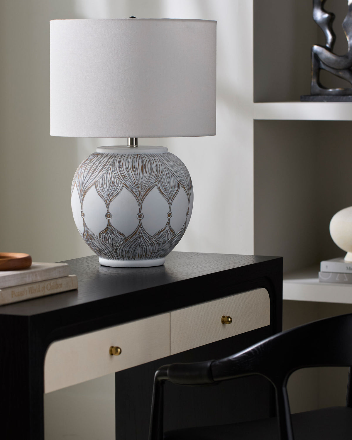 Lafia 25" Resin Table Lamp, Painted White