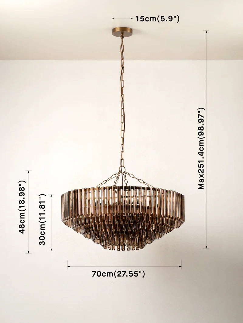 Petalia - Wide Chandelier with 9 Light Sources in Brown and Smoky Glass