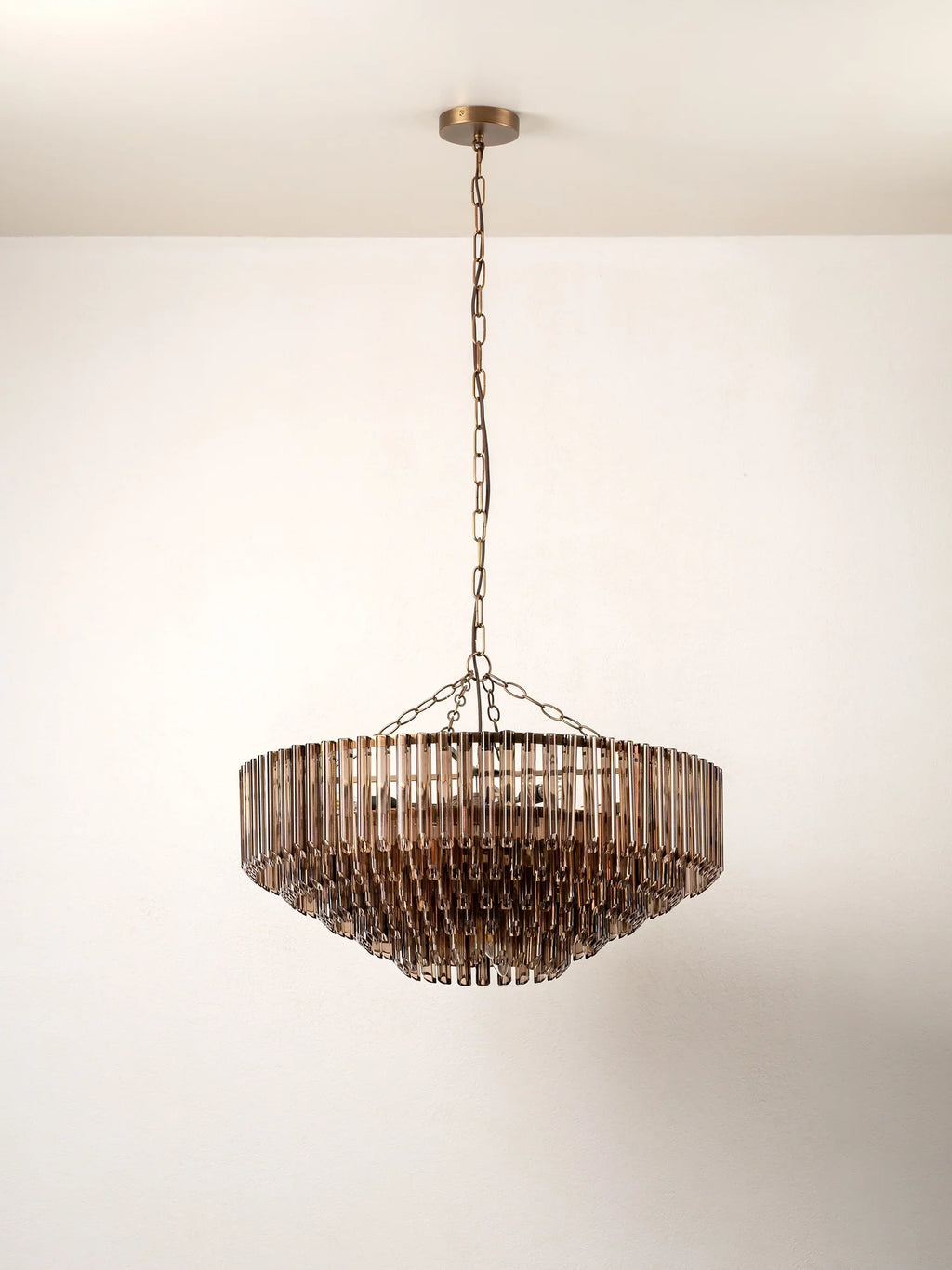 Petalia - Wide Chandelier with 9 Light Sources in Brown and Smoky Glass