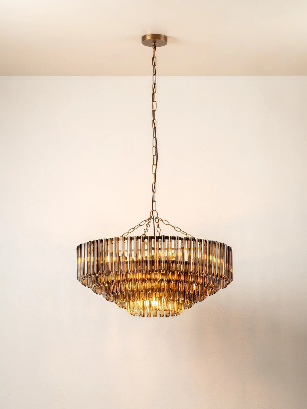 Petalia - Wide Chandelier with 9 Light Sources in Brown and Smoky Glass