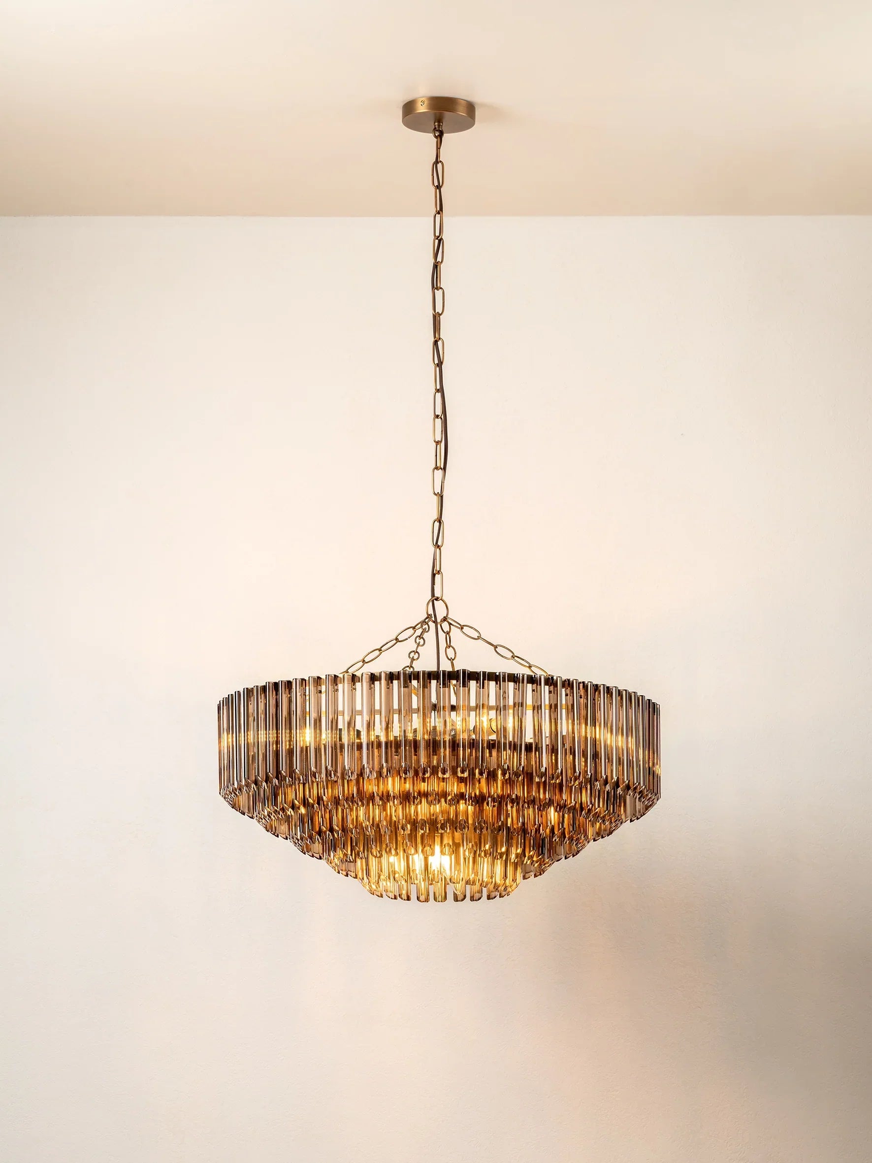 Petalia - Wide Chandelier with 9 Light Sources in Brown and Smoky Glass