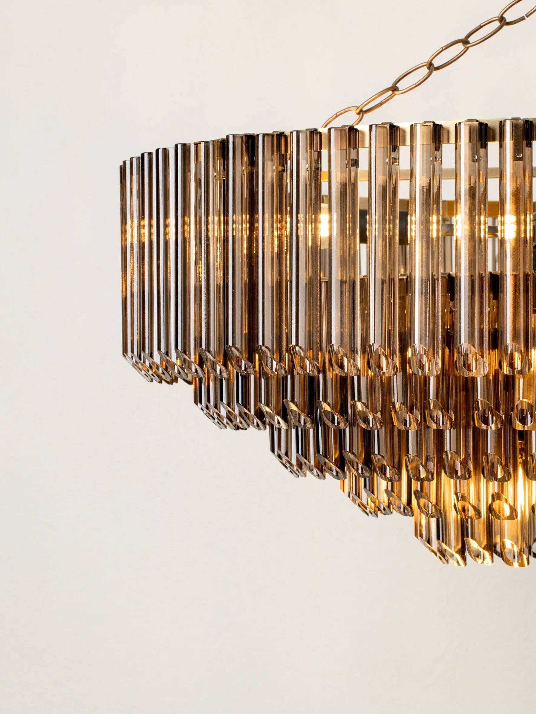 Petalia - Wide Chandelier with 9 Light Sources in Brown and Smoky Glass