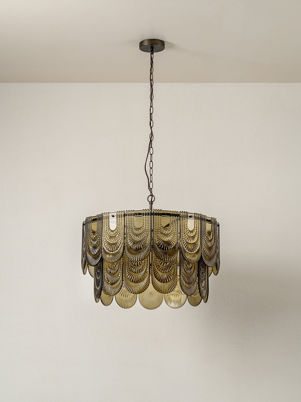 Selmes - 4-Light Chandelier in Brown and Smoky Green Glass