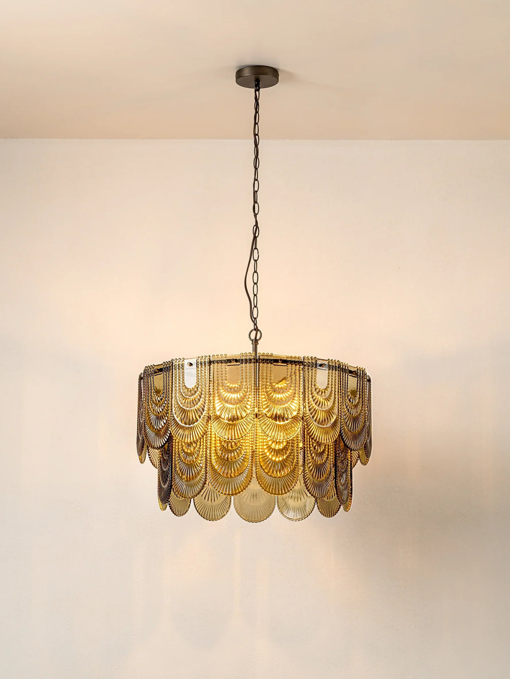 Selmes - 4-Light Chandelier in Brown and Smoky Green Glass