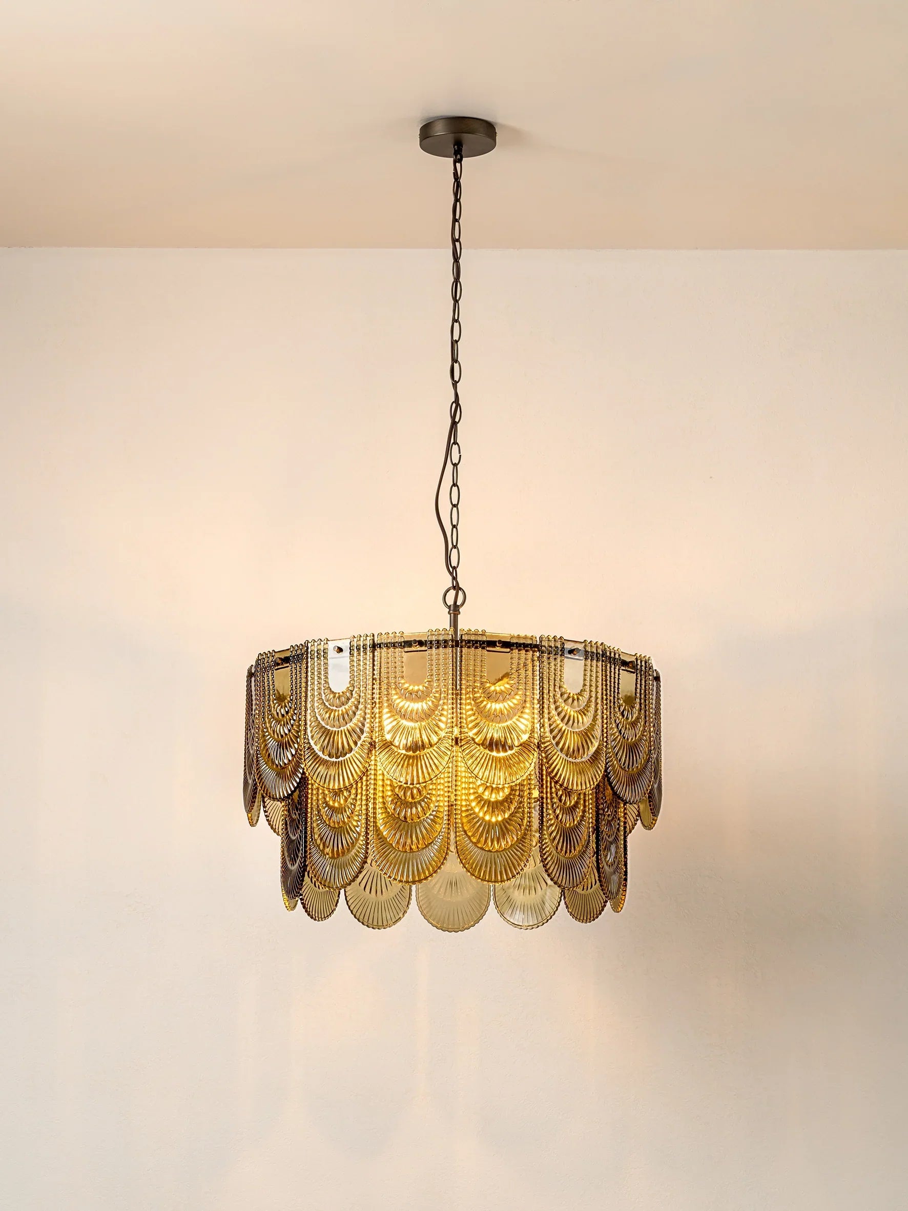 Selmes - 4-Light Chandelier in Brown and Smoky Green Glass