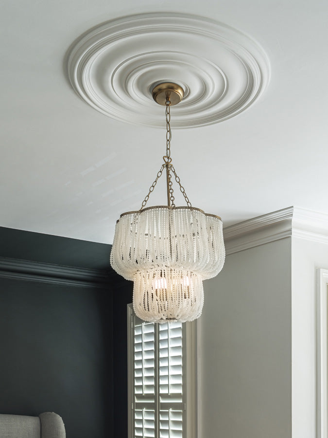 Pello - Chandelier with 4 White Wavy Shades