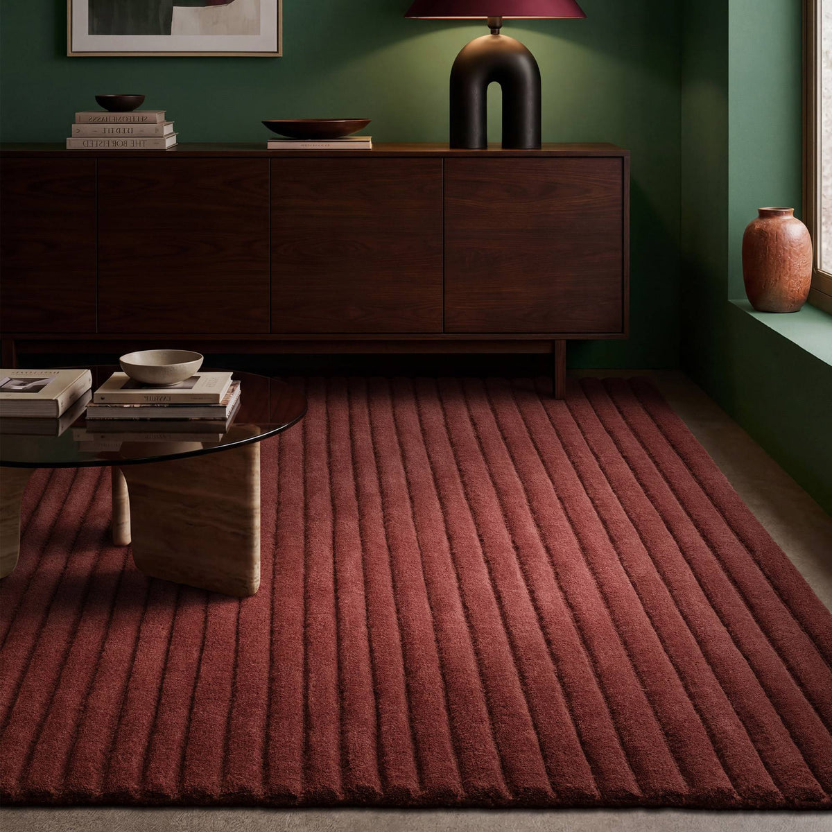 Linie Rug styled in a living room
