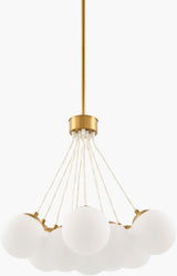 Liora Iron Chandelier, Electroplated Metallic Brass, Painted White (LIO-010)