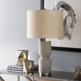 Wells 27" Concrete Table Lamp, Distressed Light Gray
