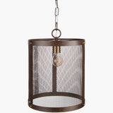 Lombard Steel Pendant Light, Antiqued Metallic Bronze, Polished Metallic Brass