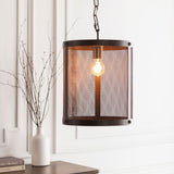 Lombard Steel Pendant Light, Antiqued Metallic Bronze, Polished Metallic Brass