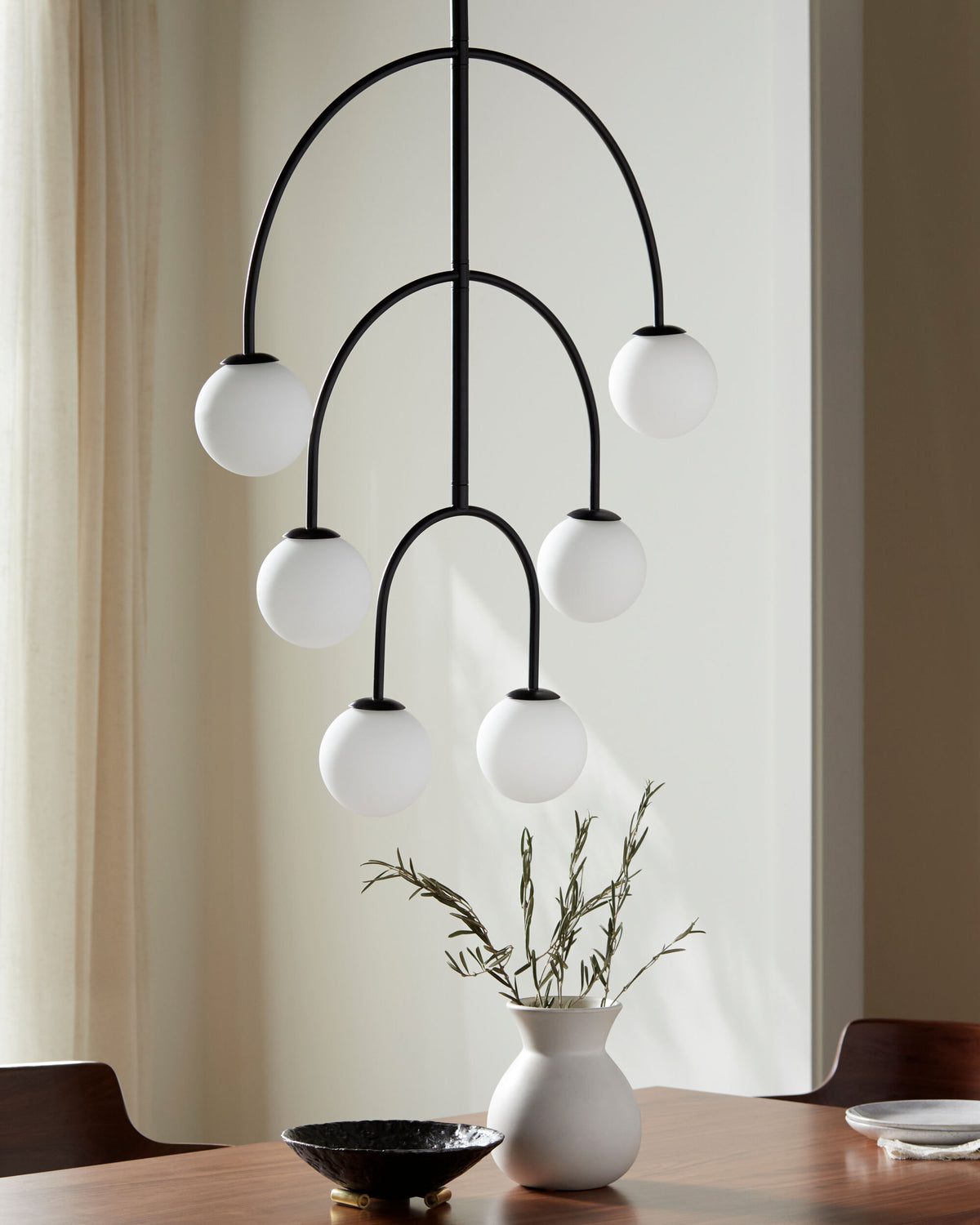 Laon Iron Chandelier, Painted Black