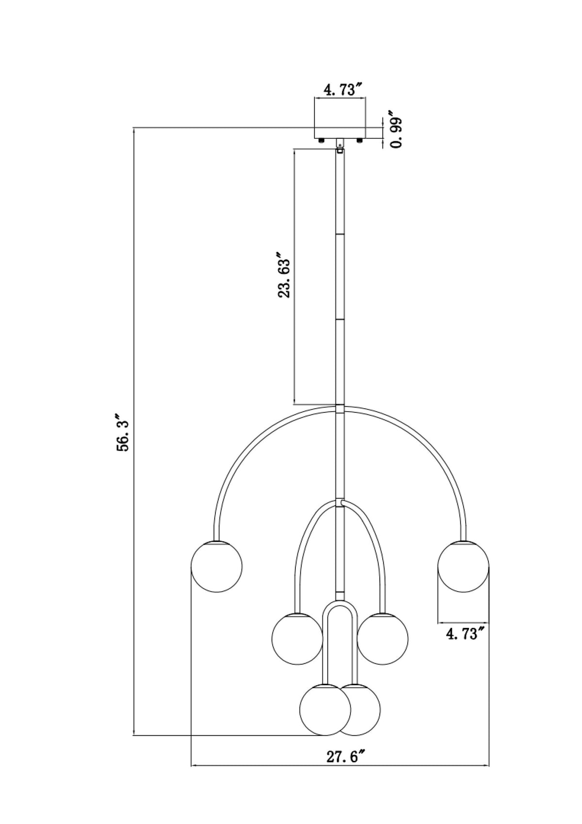 Laon Iron Chandelier, Painted Black