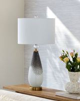 Lorca 29" Glass Table Lamp, Frosted Black, Natural Clear