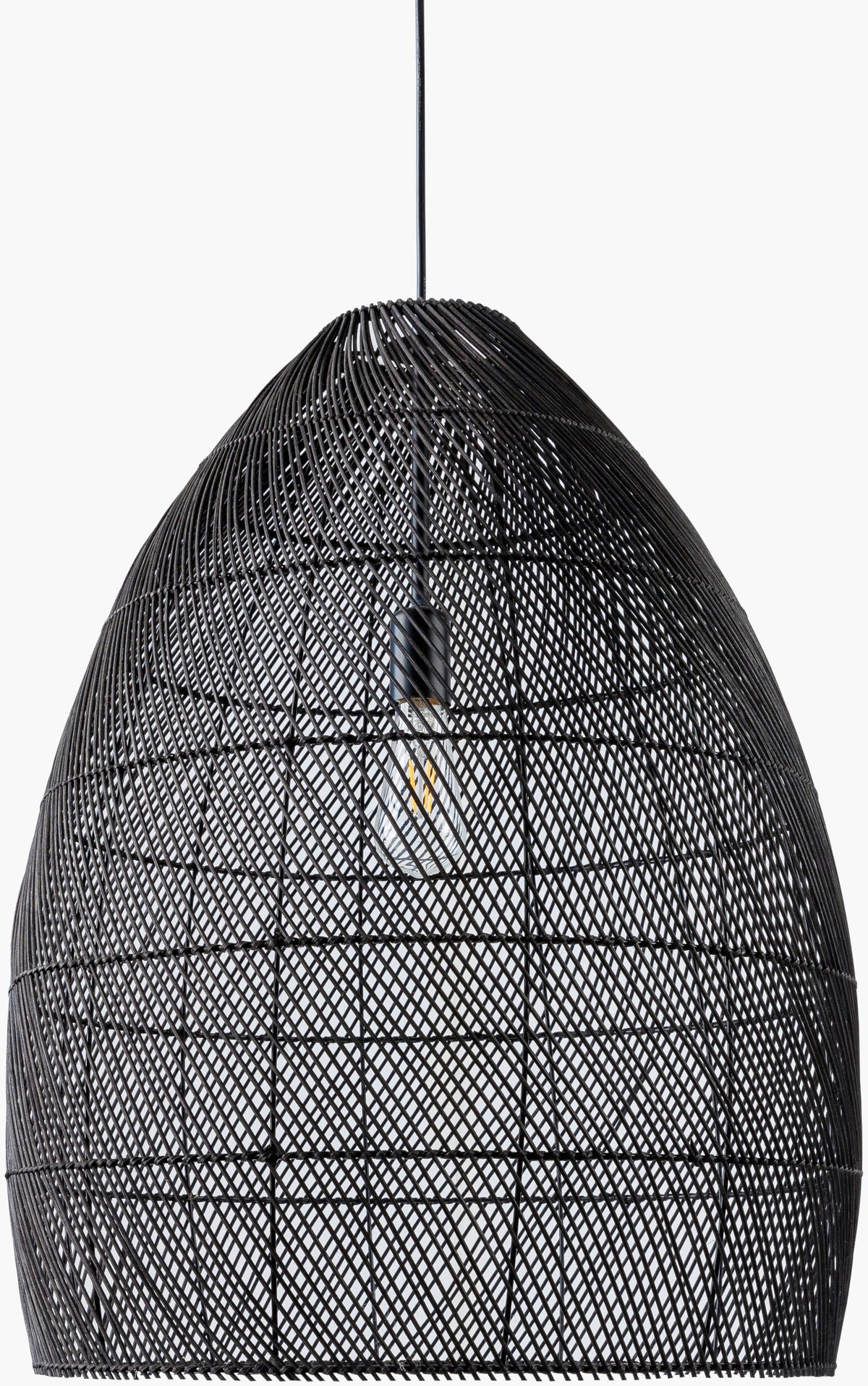 Larimar Rattan Pendant Light, Black Sand Black