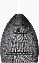 Larimar Rattan Pendant Light, Black Sand Black