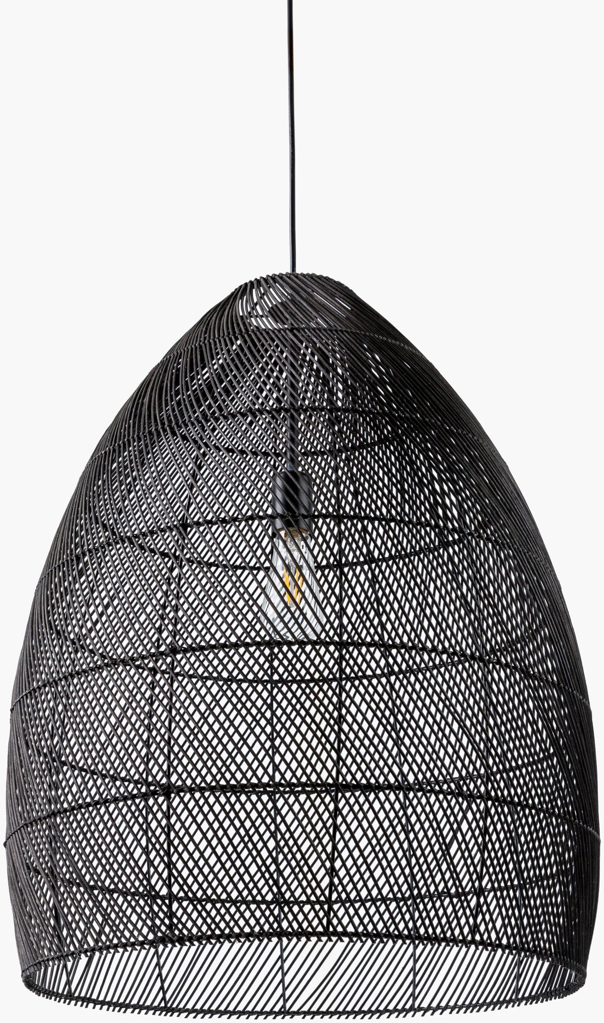 Larimar Rattan Pendant Light, Black Sand Black