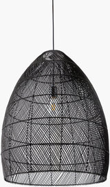 Larimar Rattan Pendant Light, Black Sand Black