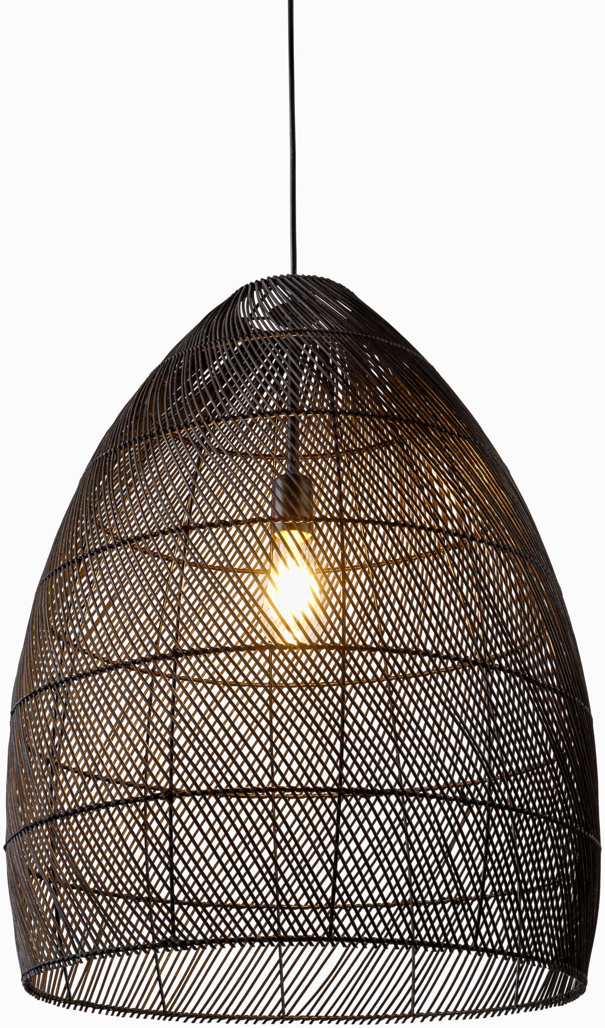 Larimar Rattan Pendant Light, Black Sand Black