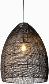 Larimar Rattan Pendant Light, Black Sand Black