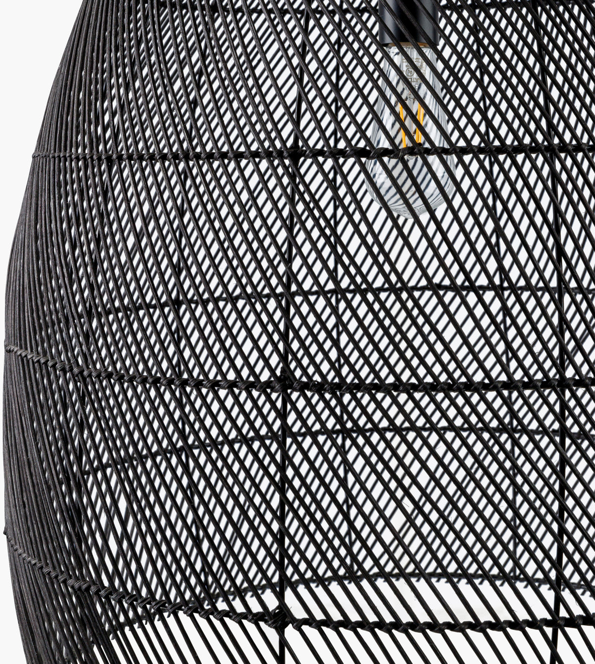 Larimar Rattan Pendant Light, Black Sand Black
