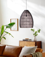 Larimar Rattan Pendant Light, Black Sand Black