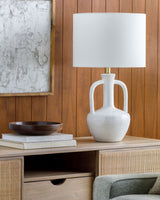 Lorraine 27" Ceramic Table Lamp, Glazed White