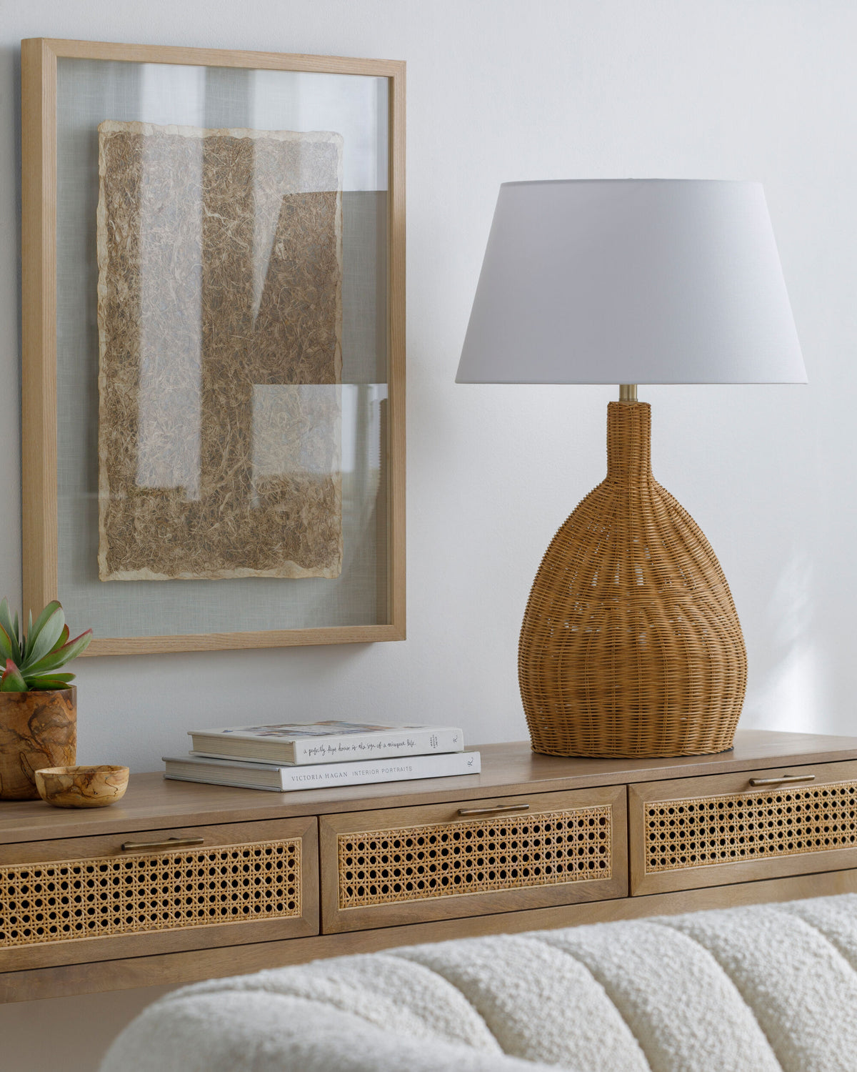 Lesi 30" Rattan Table Lamp, Natural Brown