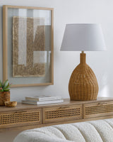 Lesi 30" Rattan Table Lamp, Natural Brown