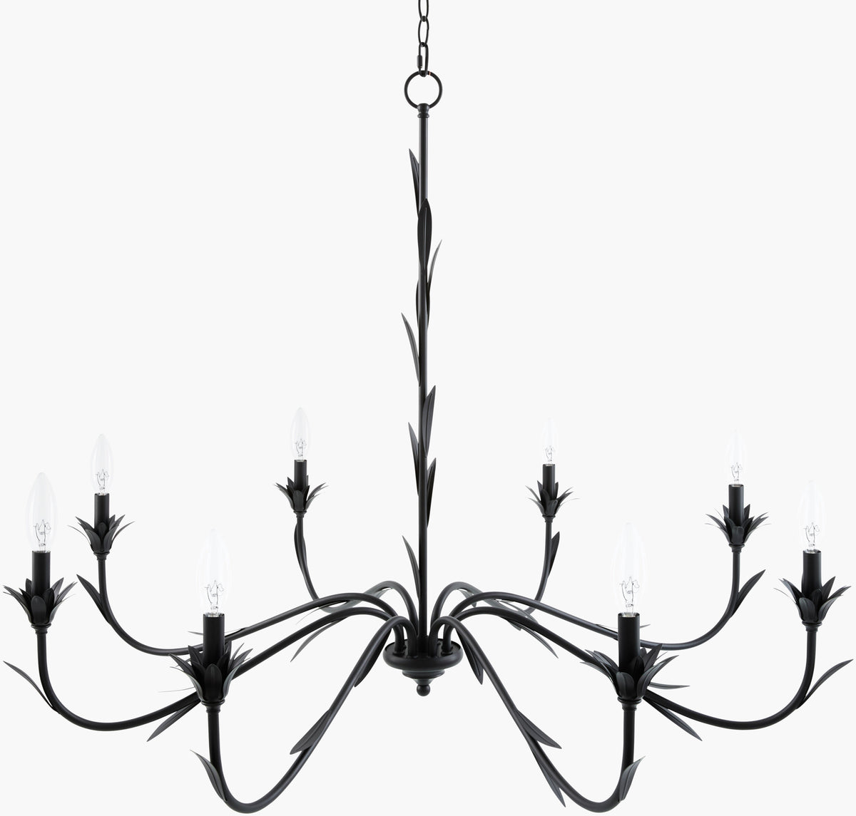 Lustre Iron Chandelier, Powder Coated Black (LSTR-007)
