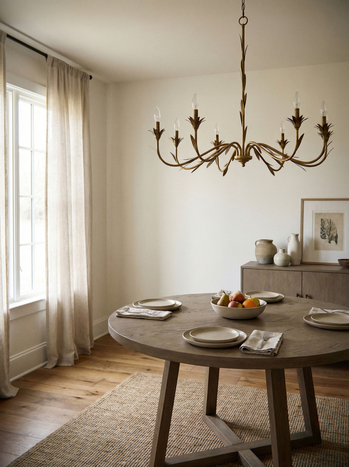 Lustre Iron Chandelier, Powder Coated Gold (LSTR-008)
