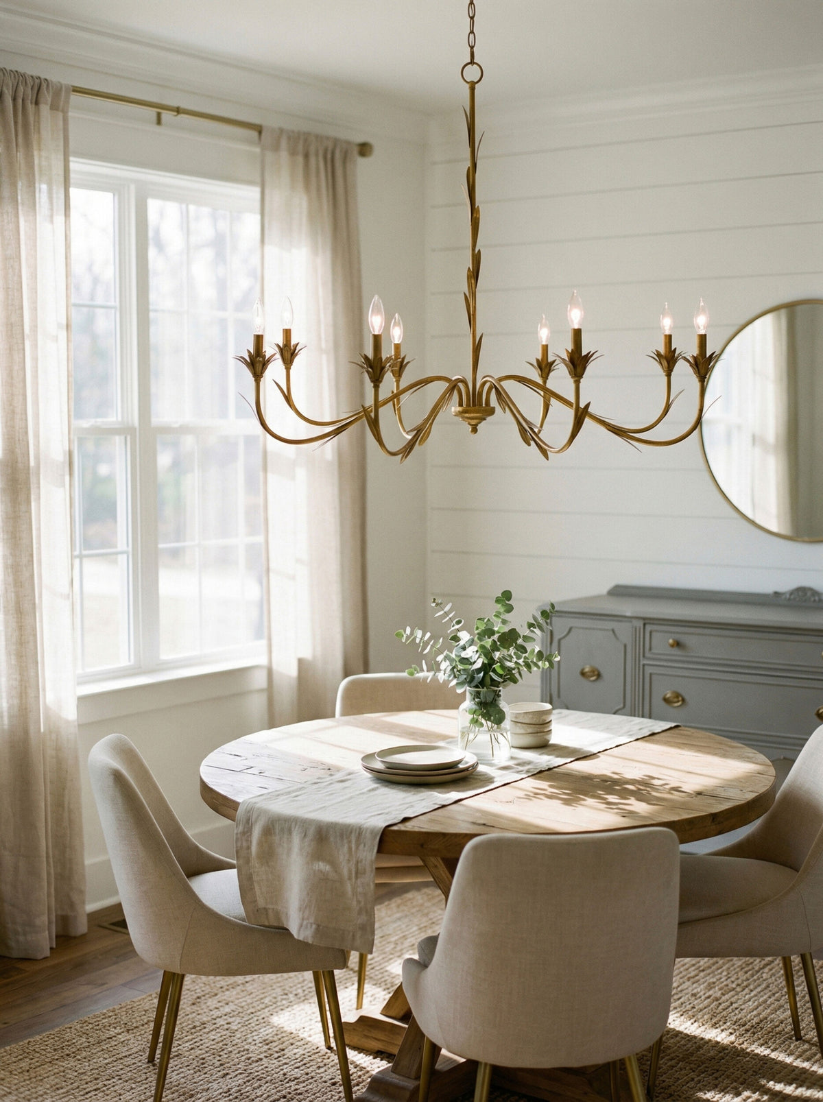 Lustre Iron Chandelier, Powder Coated Gold (LSTR-008)