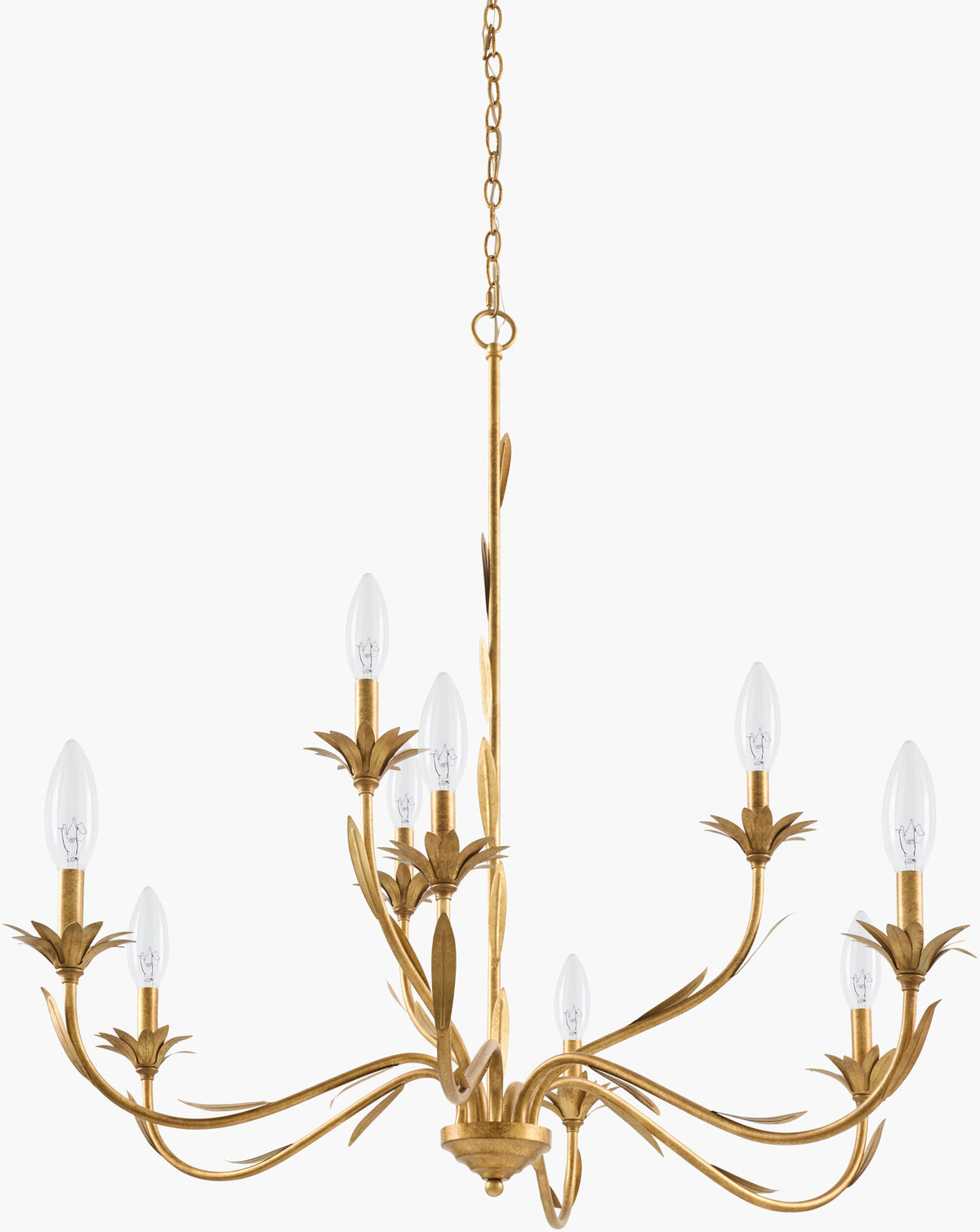 Lustre Iron Chandelier, Powder Coated Gold (LSTR-010)