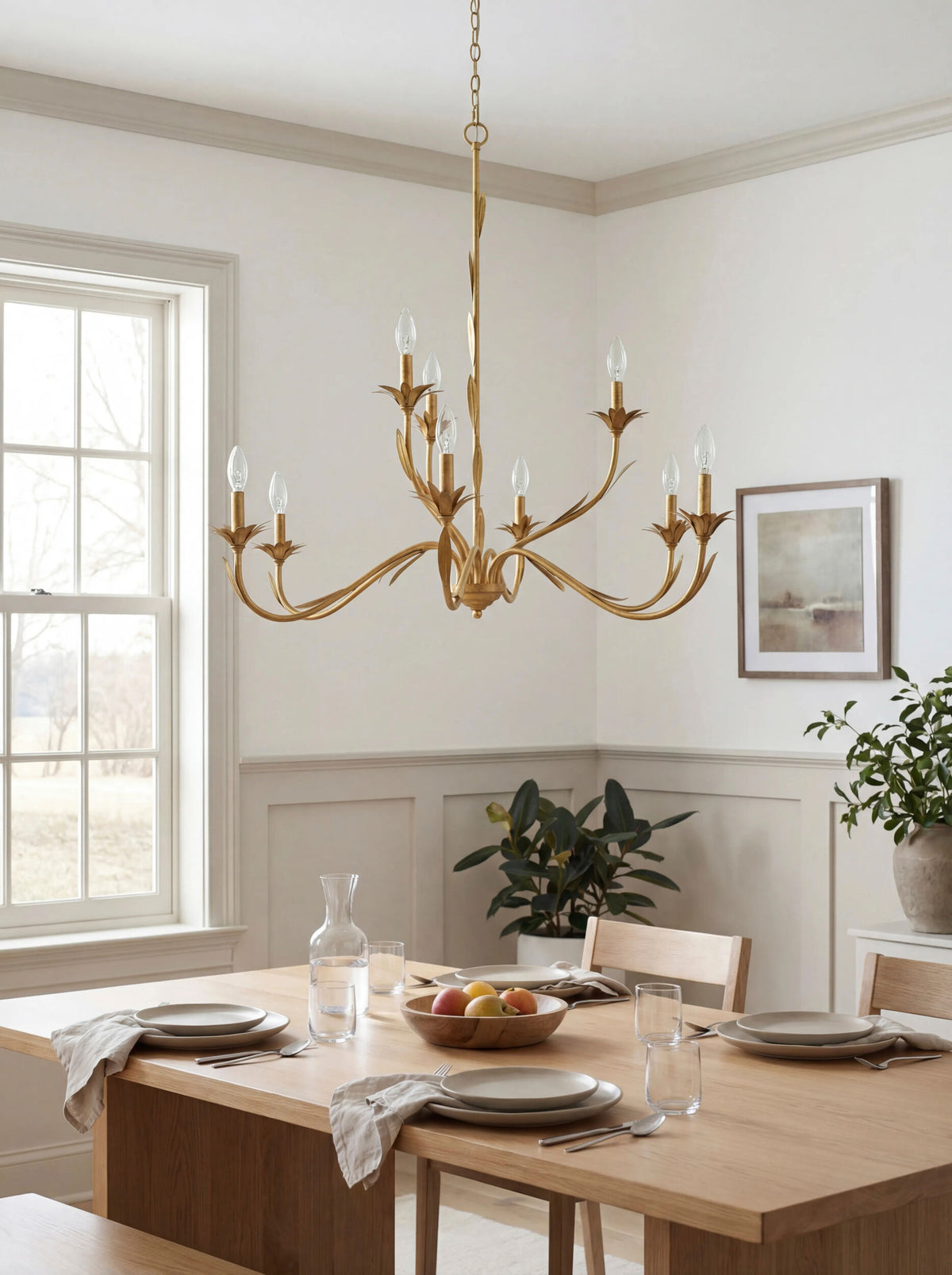 Lustre Iron Chandelier, Powder Coated Gold (LSTR-010)