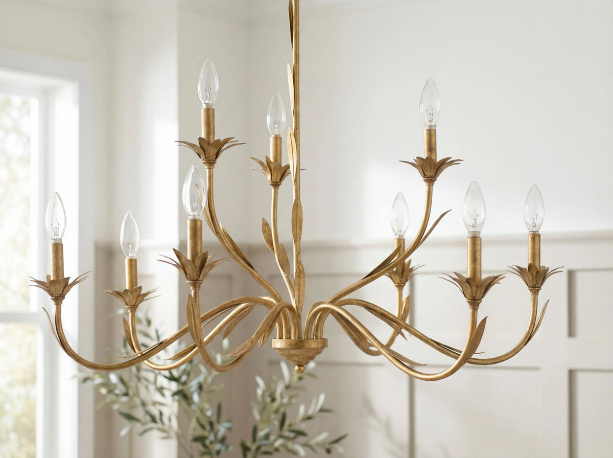 Lustre Iron Chandelier, Powder Coated Gold (LSTR-010)