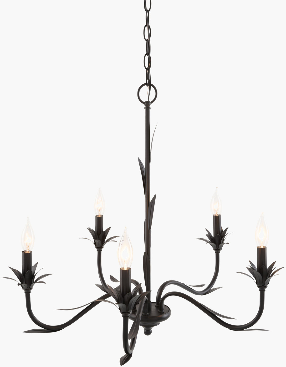 Lustre Iron Chandelier, Powder Coated Black (LSTR-011)
