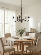 Lustre Iron Chandelier, Powder Coated Black (LSTR-011)