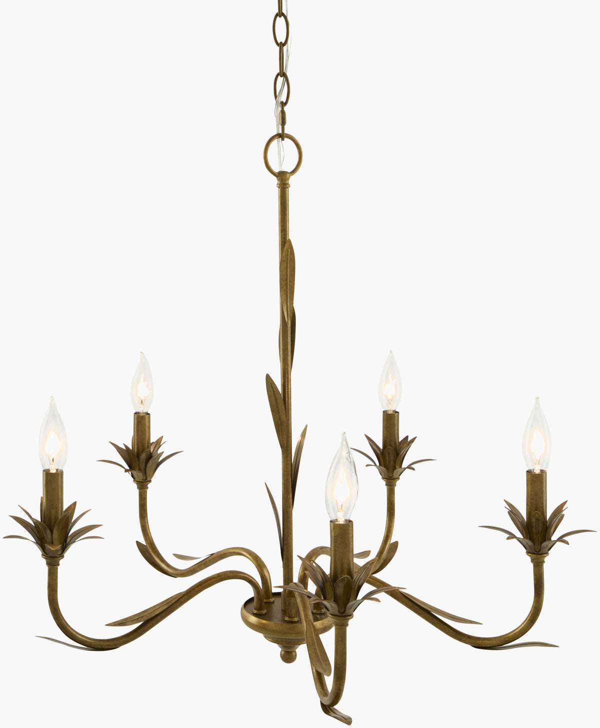 Lustre Iron Chandelier, Powder Coated Gold (LSTR-012)